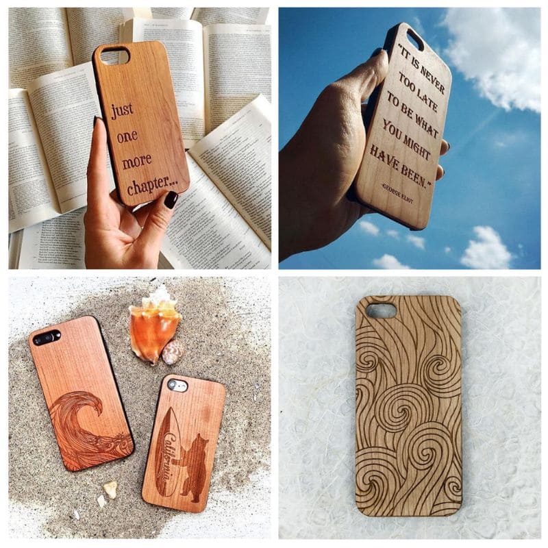 marking on wooden phone case